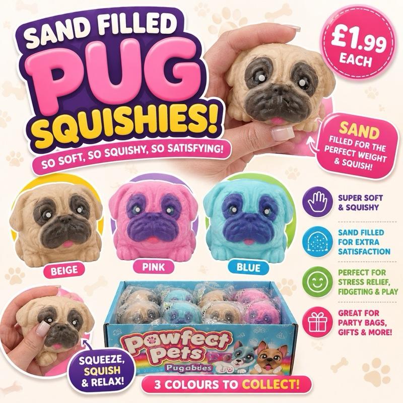 Pug Squishy - Sans Filled Fidget Toy