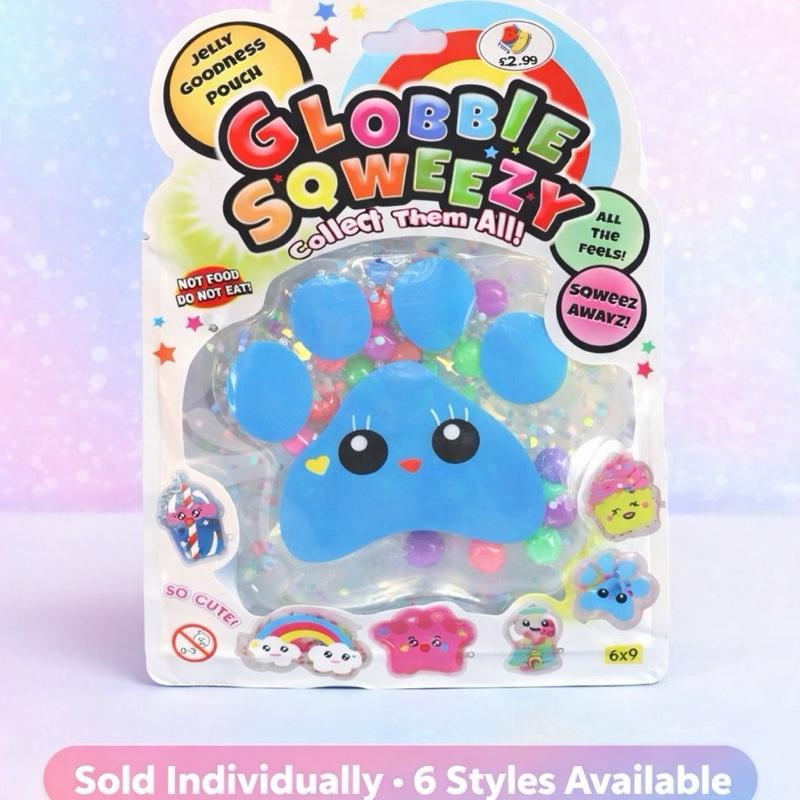 Globbie Sqweezy Jelly Squishy - Soft Jelly-Filled Sensory Toy with Moving Beads for Stress Relief & Fidgeting - 6 Styles Available