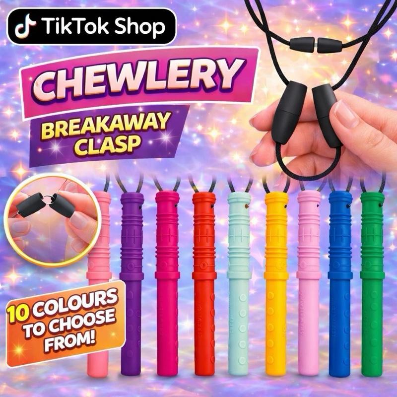 Chewlery fidget Necklace with Break Away Clasp - 16 Vibrant Colors Available for Versatile Style