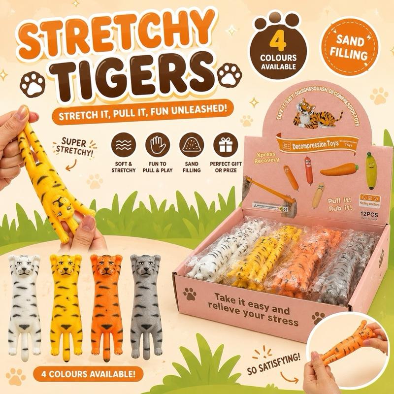 Super stretchy tiger fidget toys, 4 colours available, 1pcs