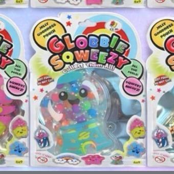 Globbie Sqweezy Jelly Squishy - Soft Jelly-Filled Sensory Toy with Moving Beads for Stress Relief & Fidgeting - 6 Styles Available
