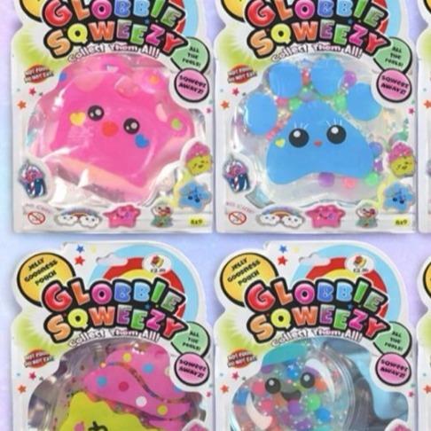 Globbie Sqweezy Jelly Squishy - Soft Jelly-Filled Sensory Toy with Moving Beads for Stress Relief & Fidgeting - 6 Styles Available
