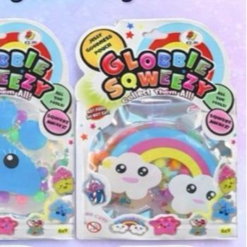 Globbie Sqweezy Jelly Squishy - Soft Jelly-Filled Sensory Toy with Moving Beads for Stress Relief & Fidgeting - 6 Styles Available