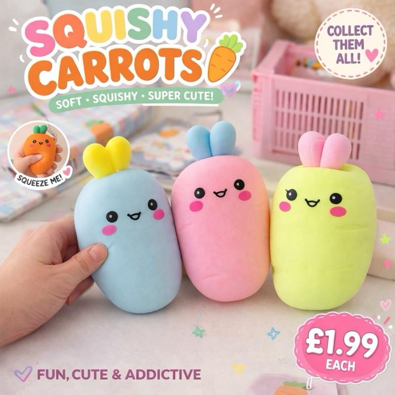 Squishy carrot toy -  These adorable carrot toys are perfect for squeezing 