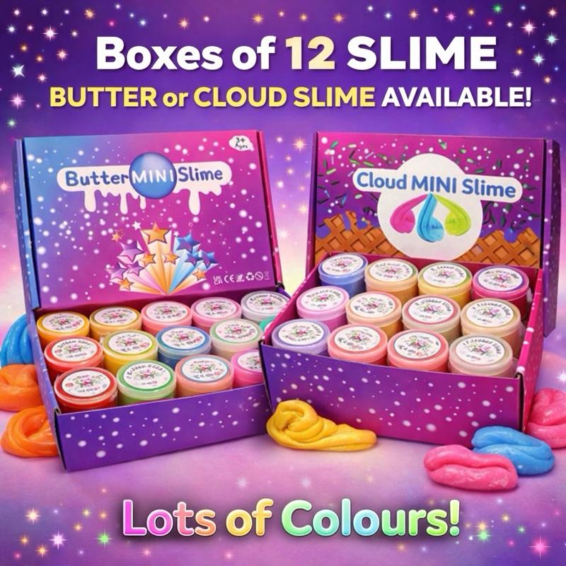 Butter Slime Box of 6, 12, 15 Mini Butter Or Cloud Slimes Soft Fluffy Spreadable Texture with Clay for Sensory Regulation Calming Play and Focus Assorted Colors