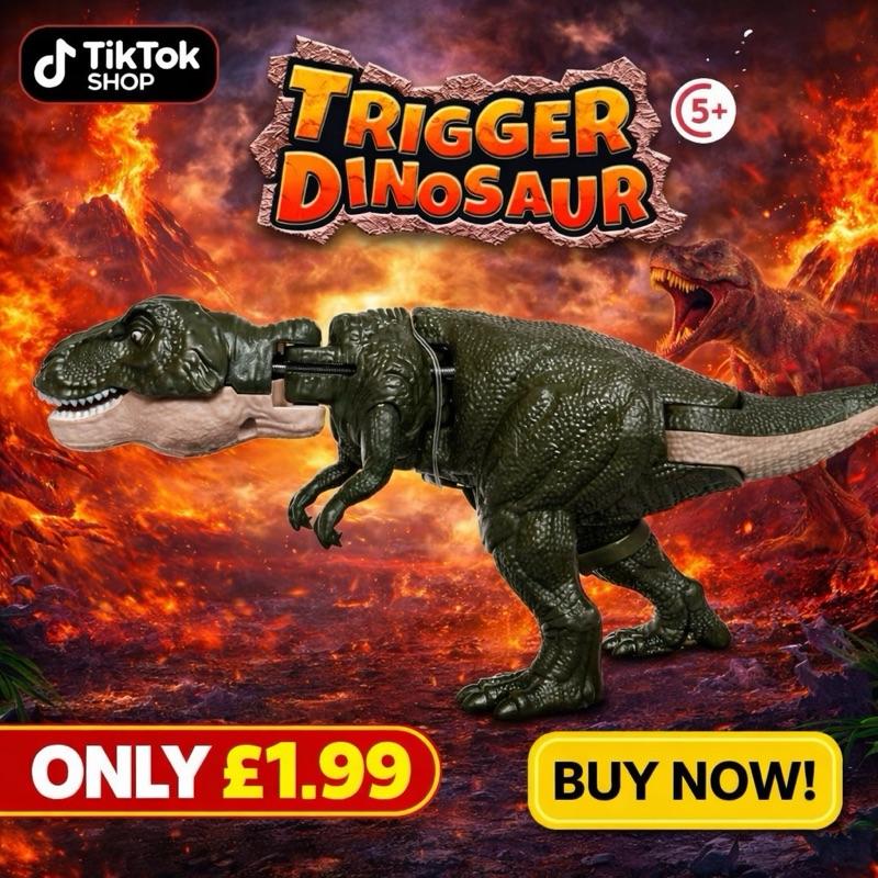 T-Rex Dinosaur Trigger Toy for Kids - Realistic Plastic Model - Perfect for Playtime Fun - £1.99